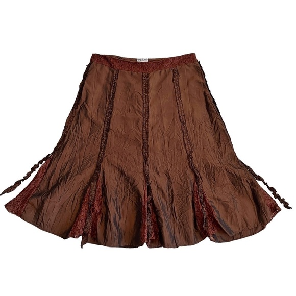 JANE & John A-Line Midi Skirt Lace Ruffle Details Shimmery Copper Style … - Picture 17 of 17
